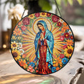 Suncatcher Vitral Nossa Senhora de Guadalupe – Enfeite de Janela Redondo Católico